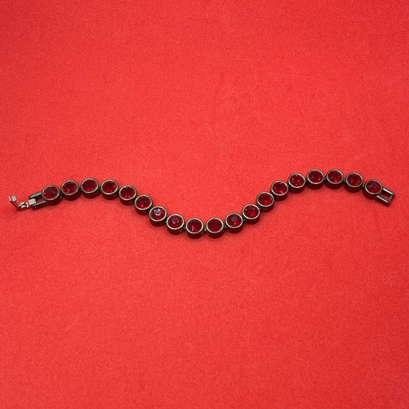 Touchstone Crystal Vintage Siam Ice Bracelet in Oxidized Silver - Picture 3 of 7